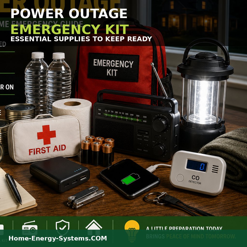 Power outage emergency kit with lighting water food radio first aid and backup power