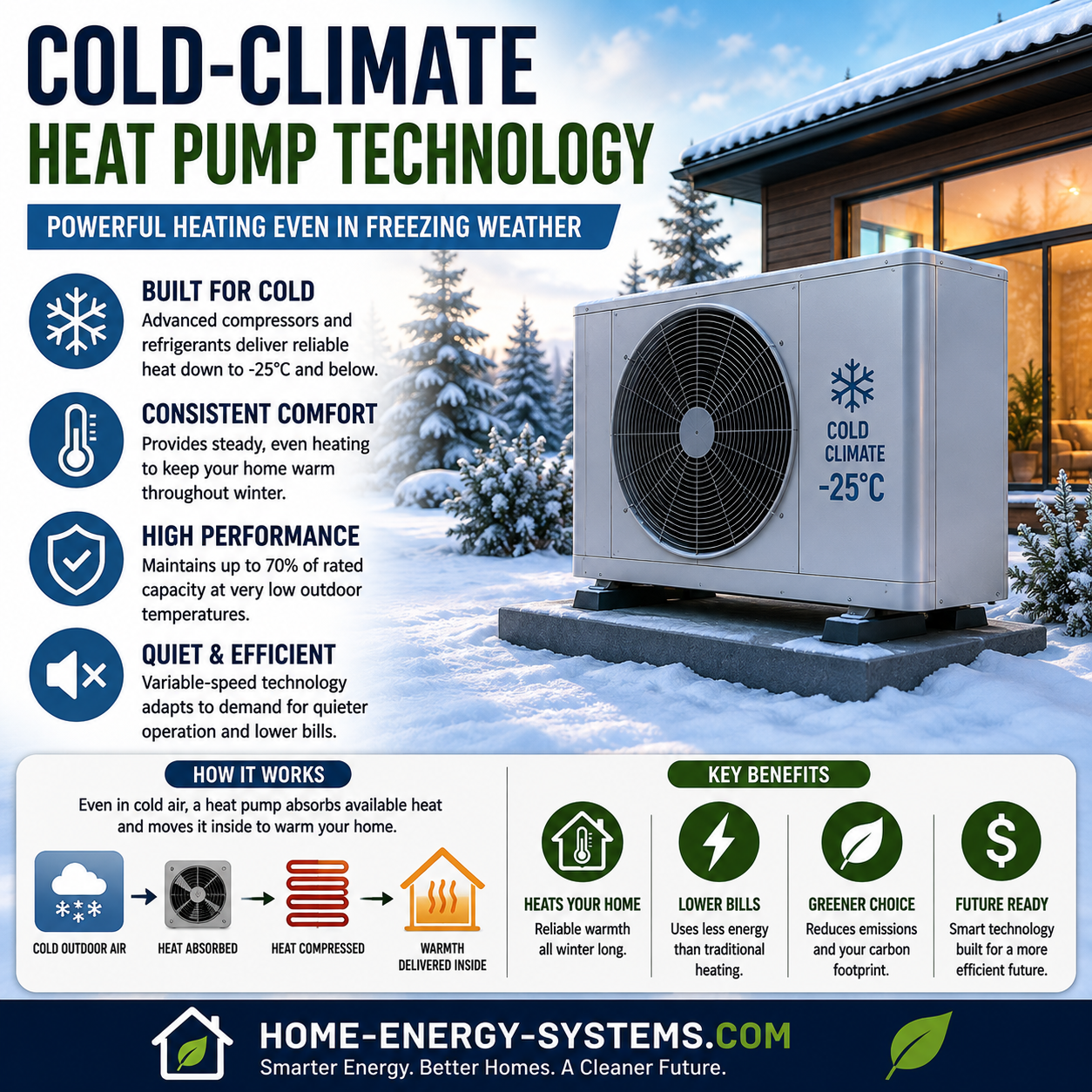 Future cold climate heat pump operating in freezing winter conditions