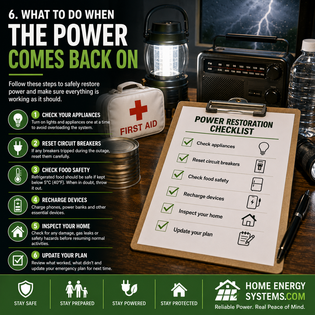 What to do when the power comes back on after a power outage