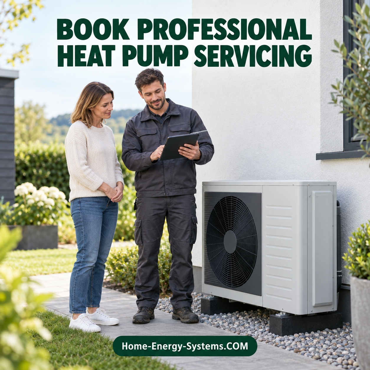 Qualified technician discussing annual servicing with a homeowner