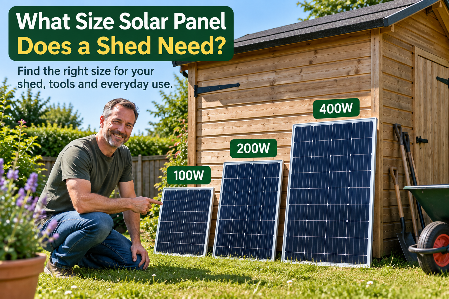 Choosing the right solar panel size for a garden shed