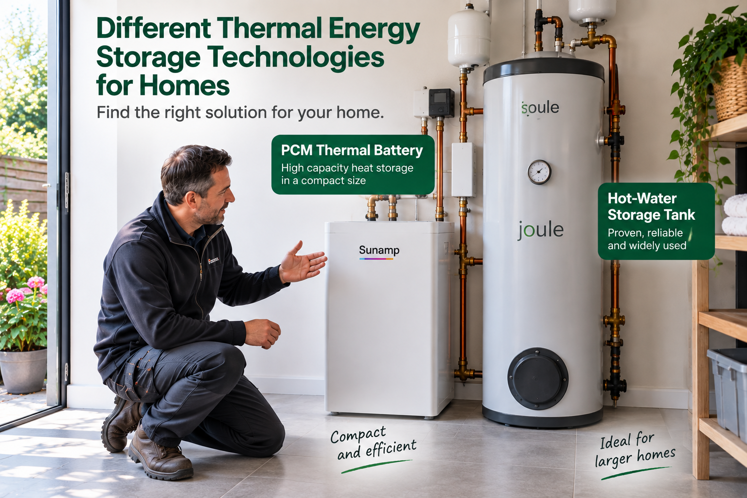 Different thermal energy storage technologies for homes