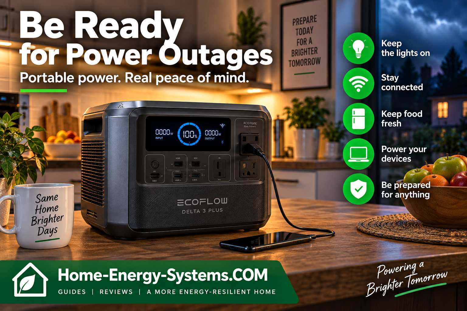 Home emergency backup setup during a blackout