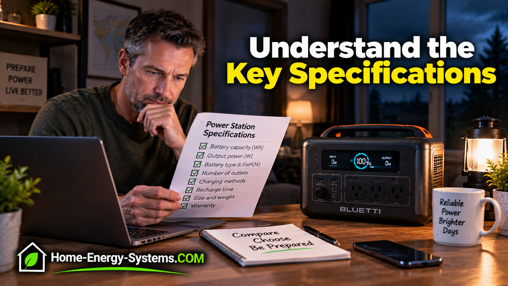Buyer reviewing portable battery specifications and output ratings