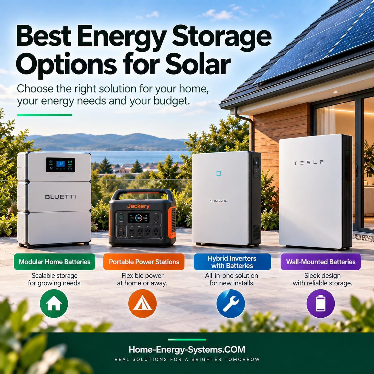 Examples of fixed batteries portable power stations and hybrid equipment