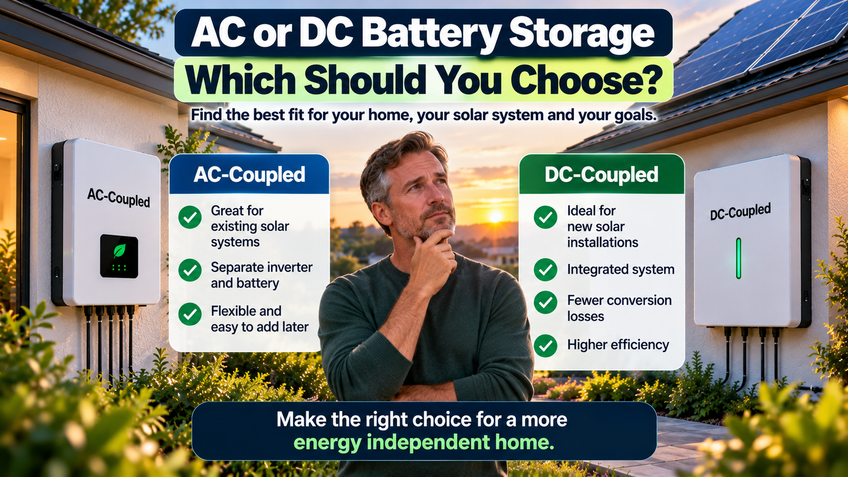 Homeowner weighing two solar battery installation options