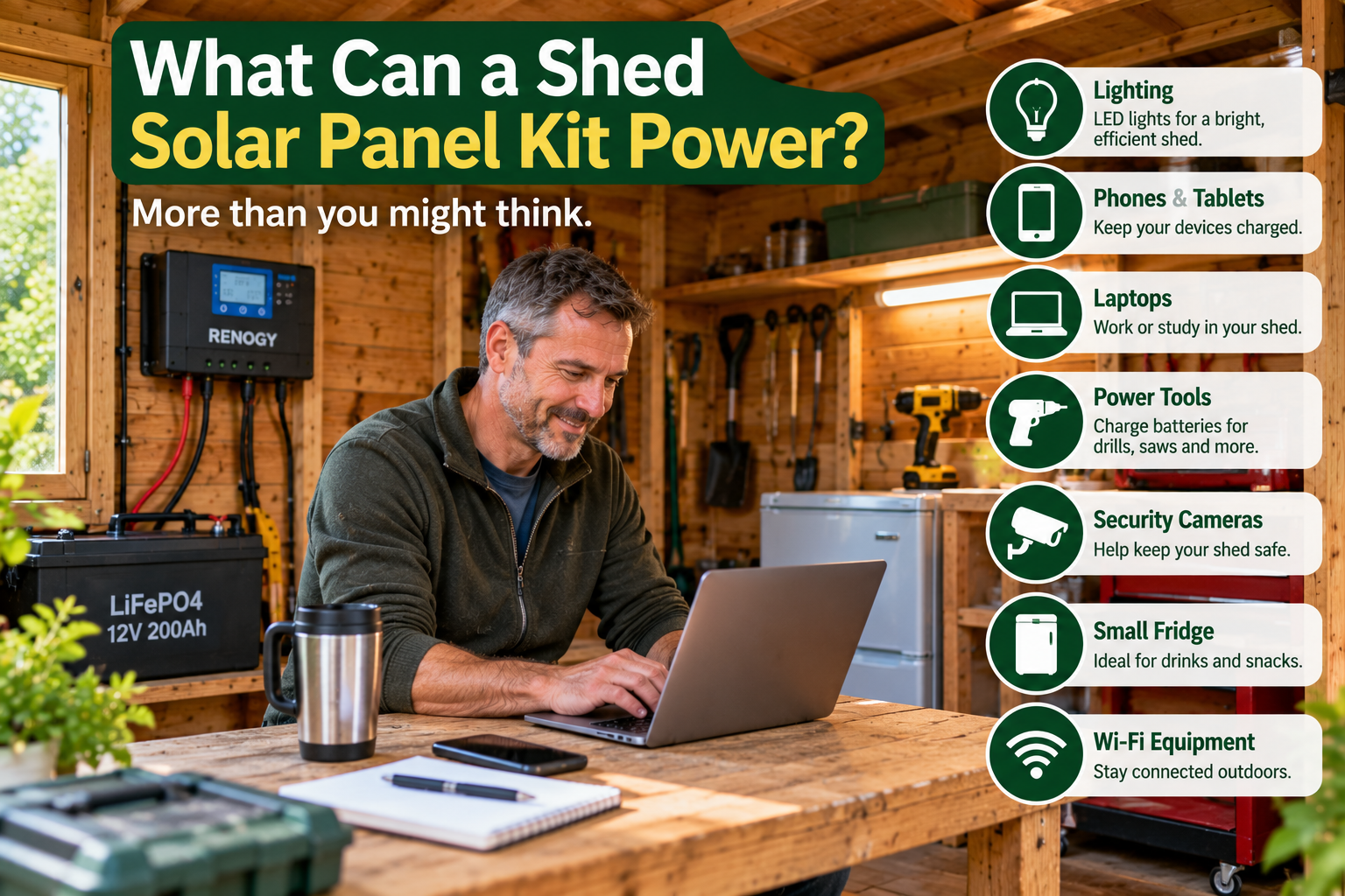 Garden shed solar panel roof position angle and shading